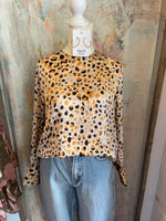 Animal Print Zip Back Long Sleeve Top