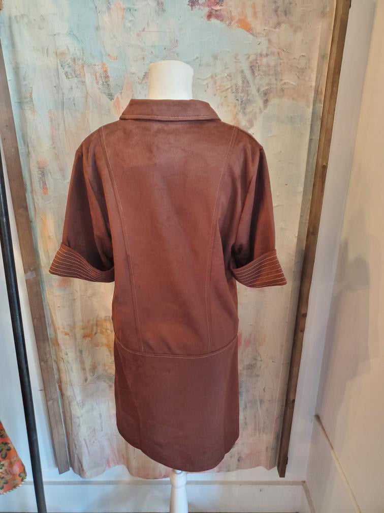 Faux Suede Collar Detail Dress