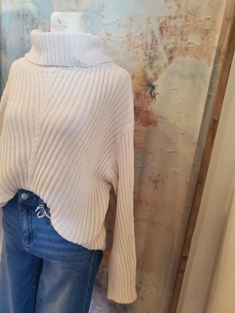 Textured Turtleneck Sweater Top