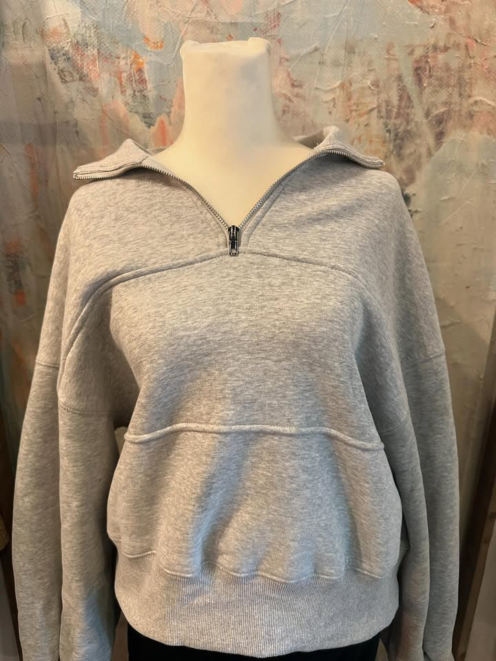 Half Zip Oversized Sweatshirt Top