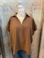 Short Sleeve Elastic Detail Top
