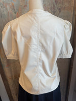 Slit Neck Faux Leather Top
