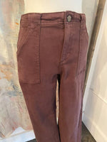 High Rise Ankle Flare Patch Pocket Jeans