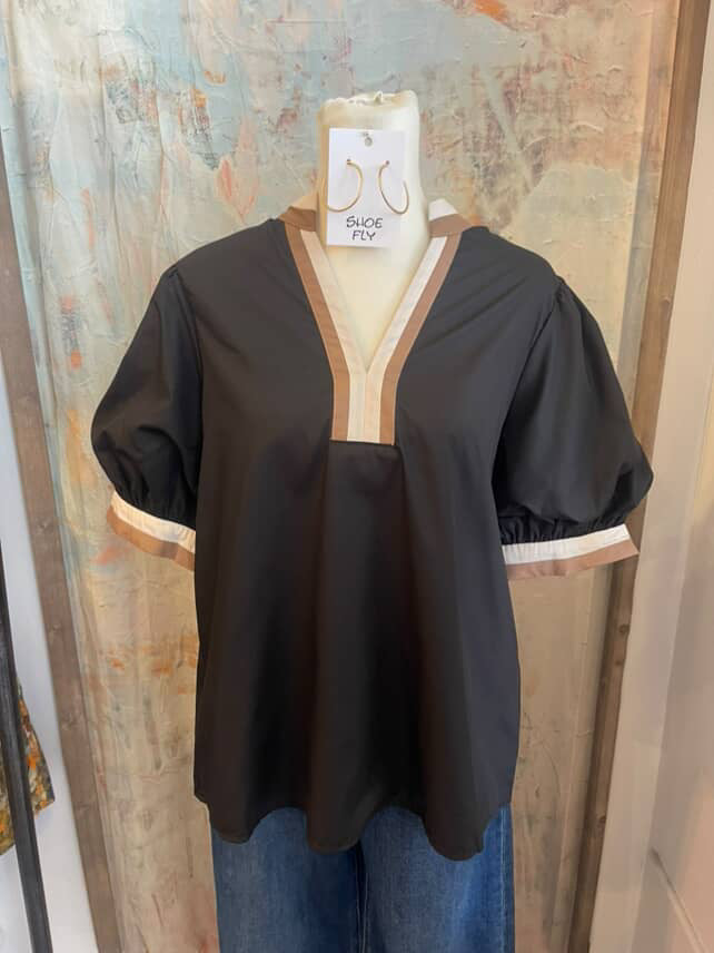 Multi Detail V Neck Top