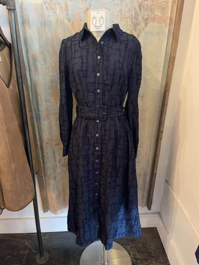 Textured Shirt Midi Dress