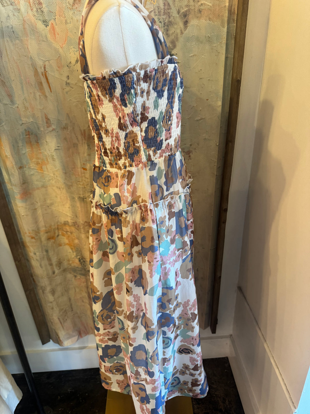 Floral Smocked Midi Dress__