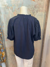 Stitch Detail Short Sleeve V Neck Top
