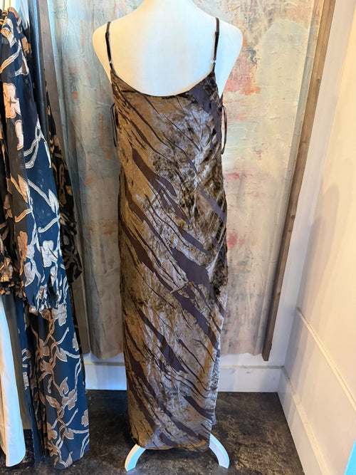 Suede Textured Fabric Long Dress