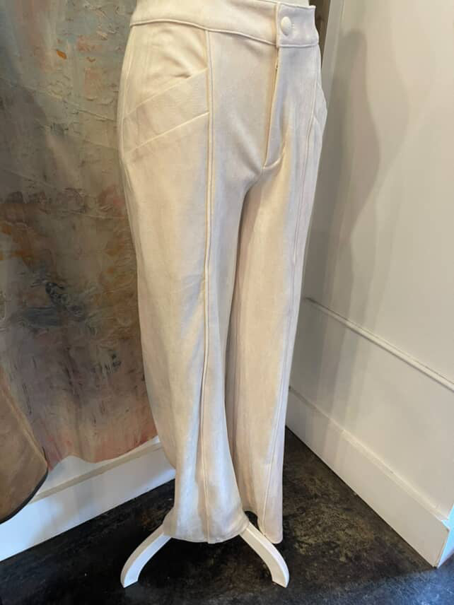 Suede Wide Pants with Pocket Detail