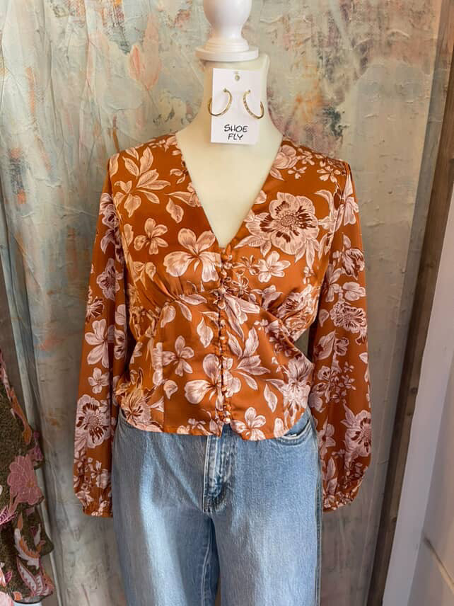 Camel Print Long Sleeve Top