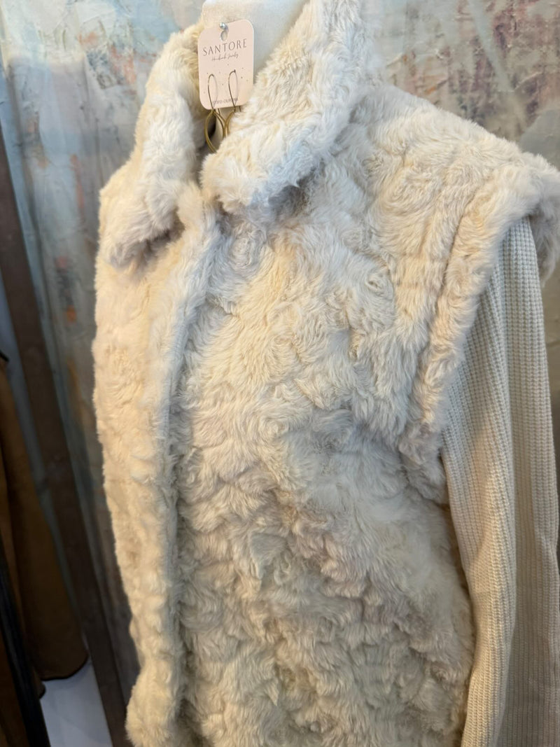 Knit Fur Jacket with Contrast Sleeve