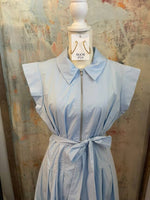 Zip Front Collar Dress with Tie