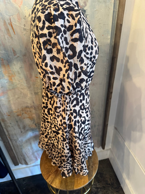Twist Neck Cheetah Print Dress