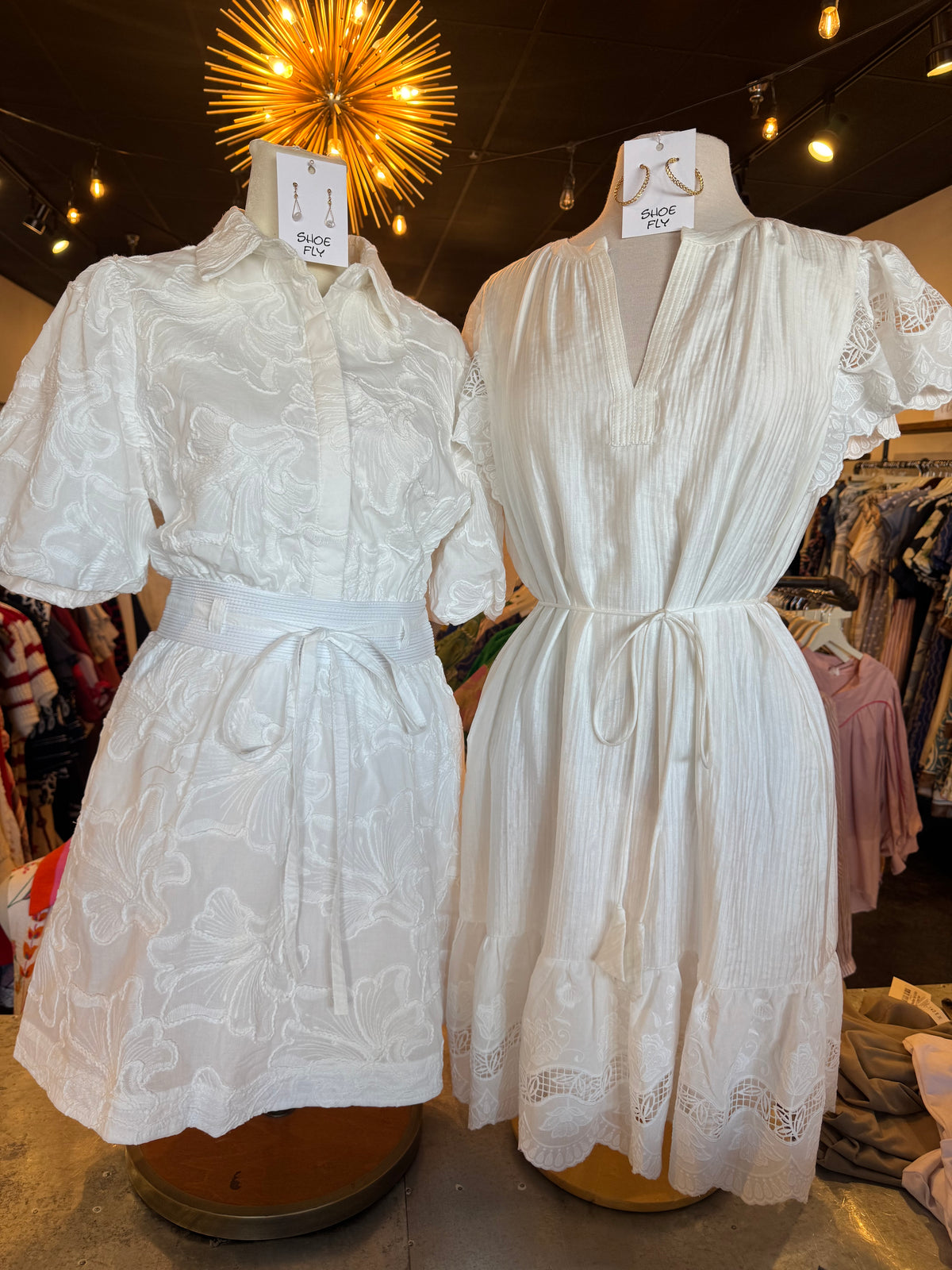 Floral Embroidery Tie Waist Dress