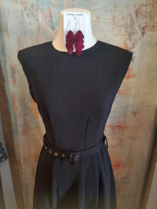 Solid Woven Midi Dress with Belt