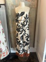 Tropical Print Linen Blend Top