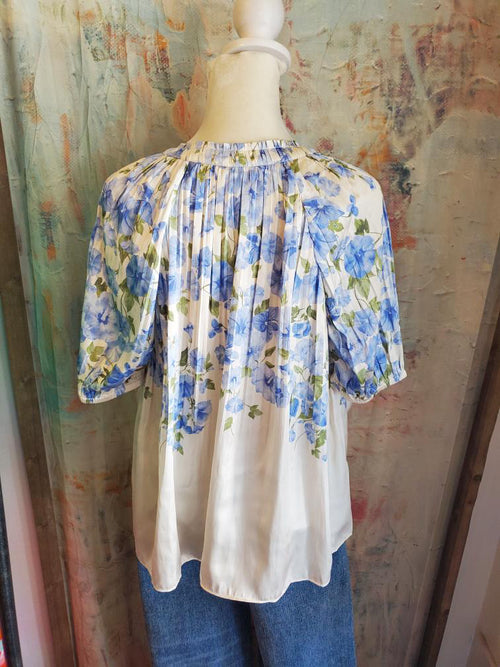 Split Neck Half Pleated Blouse