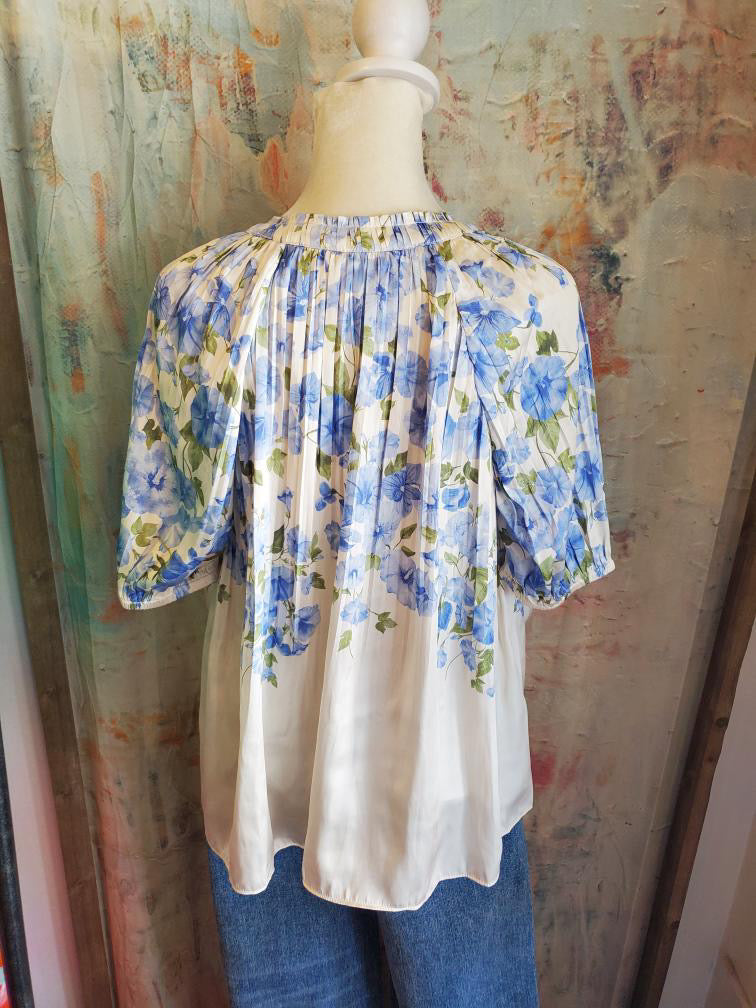 Split Neck Half Pleated Blouse