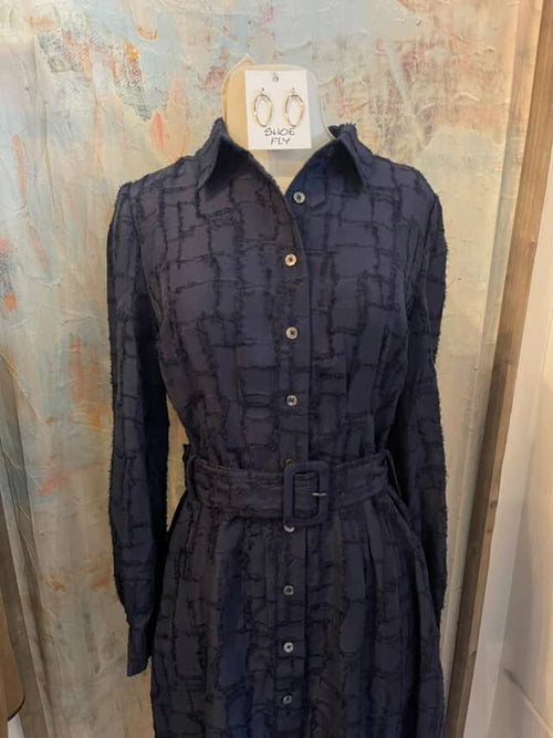 Textured Shirt Midi Dress