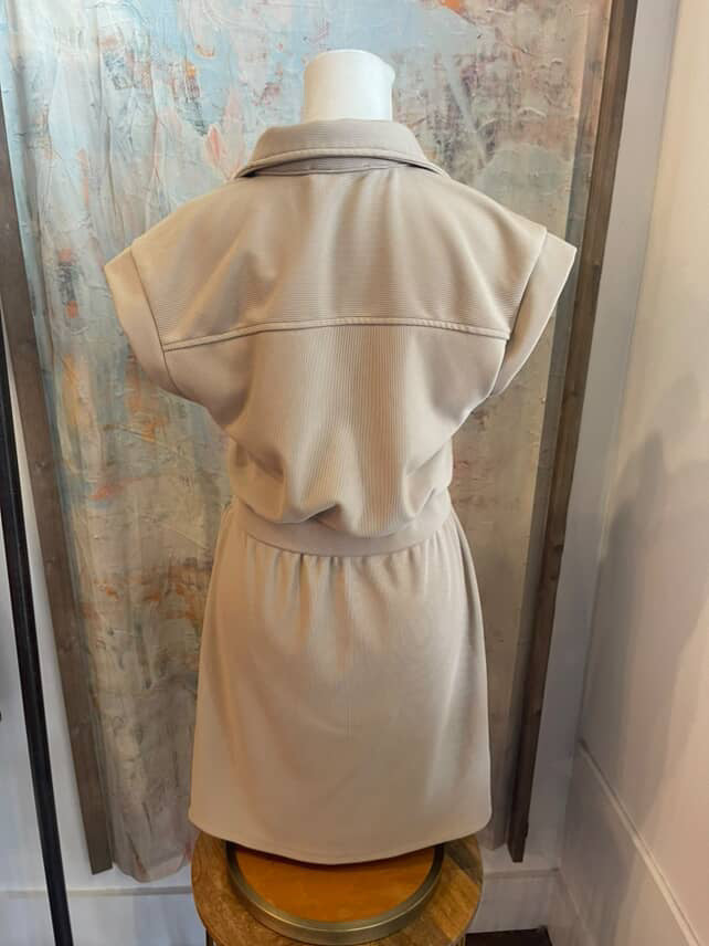 Zip Front Pocket Shirt Collar Dress