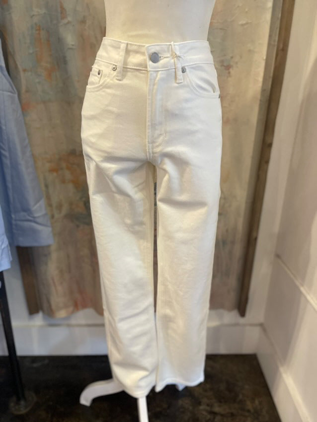 Cream Stretch Straight Denim