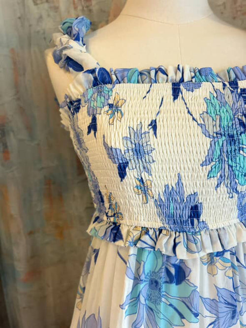 Square Neck Smocking Detail Top and Maxi Dress
