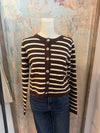 Stripe Gold Button Down Pocket Detail Cardigan