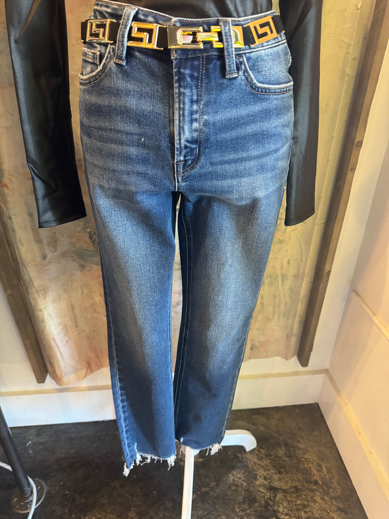 High Rise Slim Straight Leg Denim