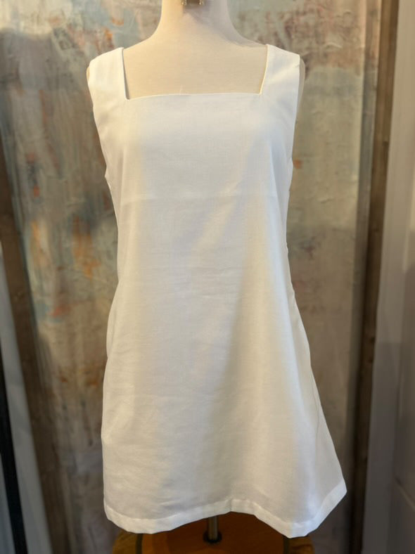 Linen Square Neck Lined Dress