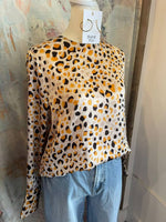 Animal Print Zip Back Long Sleeve Top