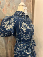 Shirt Collar Button Down Print Tie Waist Dress