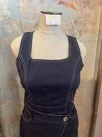Side Button Top Stitch Dress