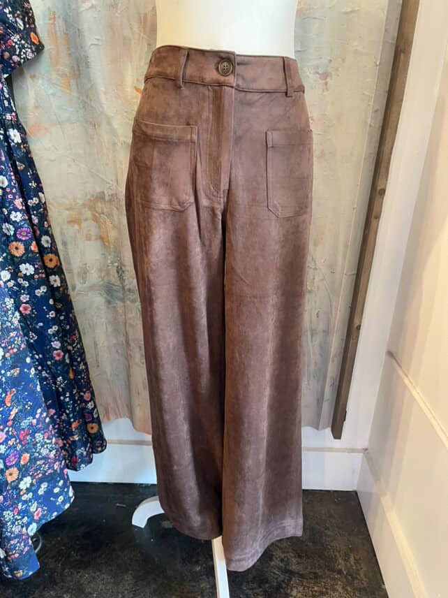 Faux Suede Wide Leg Pant