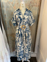 Floral Belt Detail Midi Dress