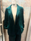 Button Down 3/4 Sleeve Velvet Blazer