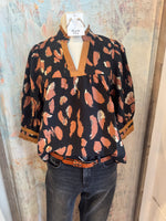 Black Brown Multi Print Top