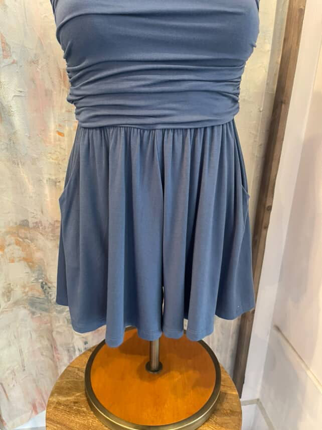 Shirring Detail Strapless Romper