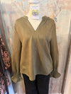 Long Sleeve Olive Suede Top