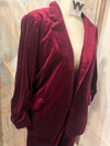 Button Down 3/4 Sleeve Velvet Blazer