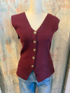 Sweater Front Button Down Vest