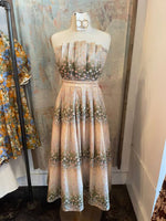 Strapless Pleat Detail Floral Dress with Pocket