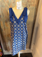 Top Stitch Detail Tie Shoulder Strap Eyelet Dress