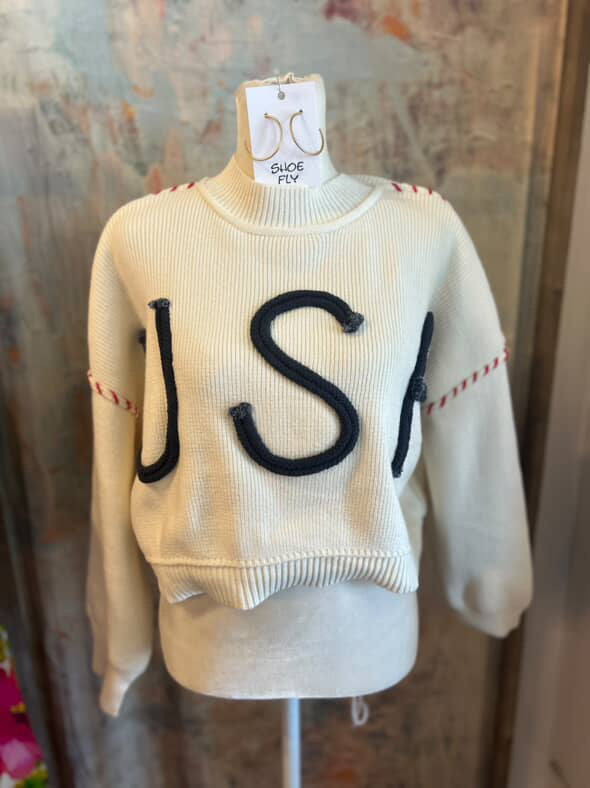 USA Rope Letter Sweater Top
