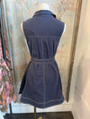 Navy Top Stitch Shirt Dress