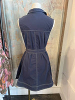 Navy Top Stitch Shirt Dress