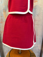 Crimson Skirt with Piping Detail