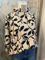 Floral Jacquard Navy/Beige Sweater