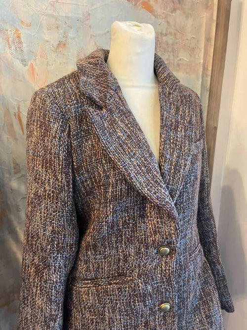 Tweed Oversize Blazer with Button Detail
