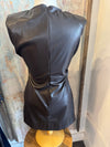 Side Ruched Detail  Faux Leather Dress