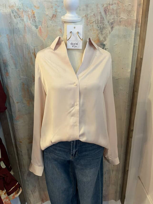 Button Down Satin Top__